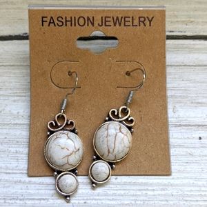 Ivory Antique Dangle Semiprecious Stone Earrings